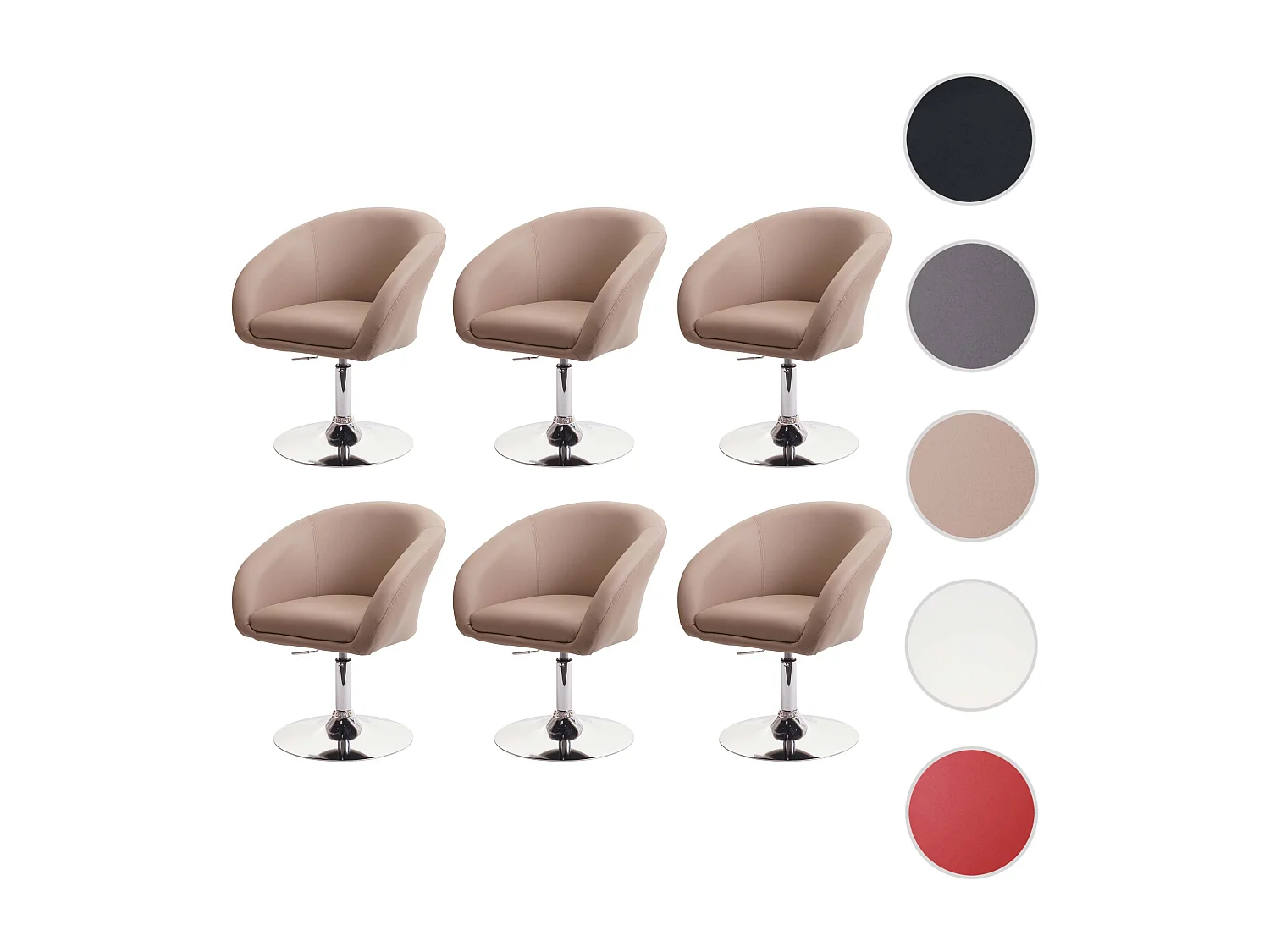 Chaise de salle à manger MCW-F19 (lot de 6),  similicuir taupe