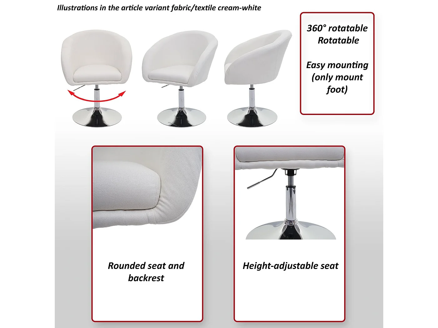 Chaise de salle à manger MCW-F19 (lot de 6),  similicuir taupe