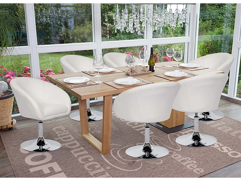 Cadeira de jantar MCW-F19 (conjunto de 6),  imitação de couro branco