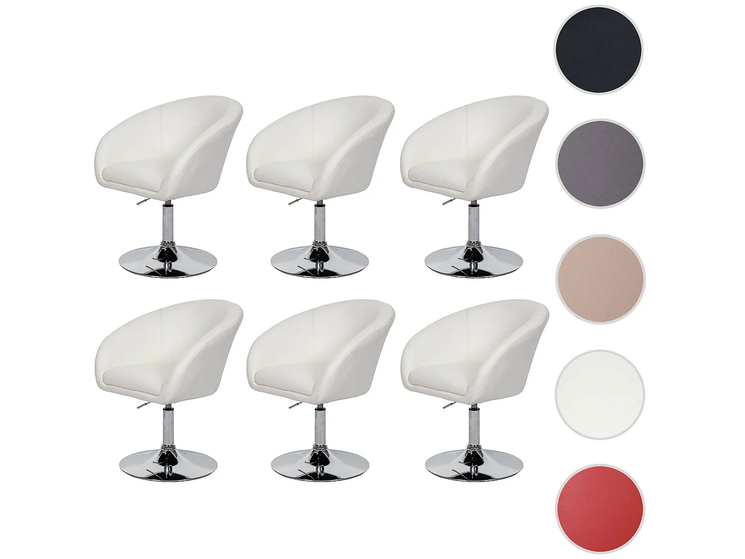 Eetkamerstoel MCW-F19 (set van 6),  kunstleer wit