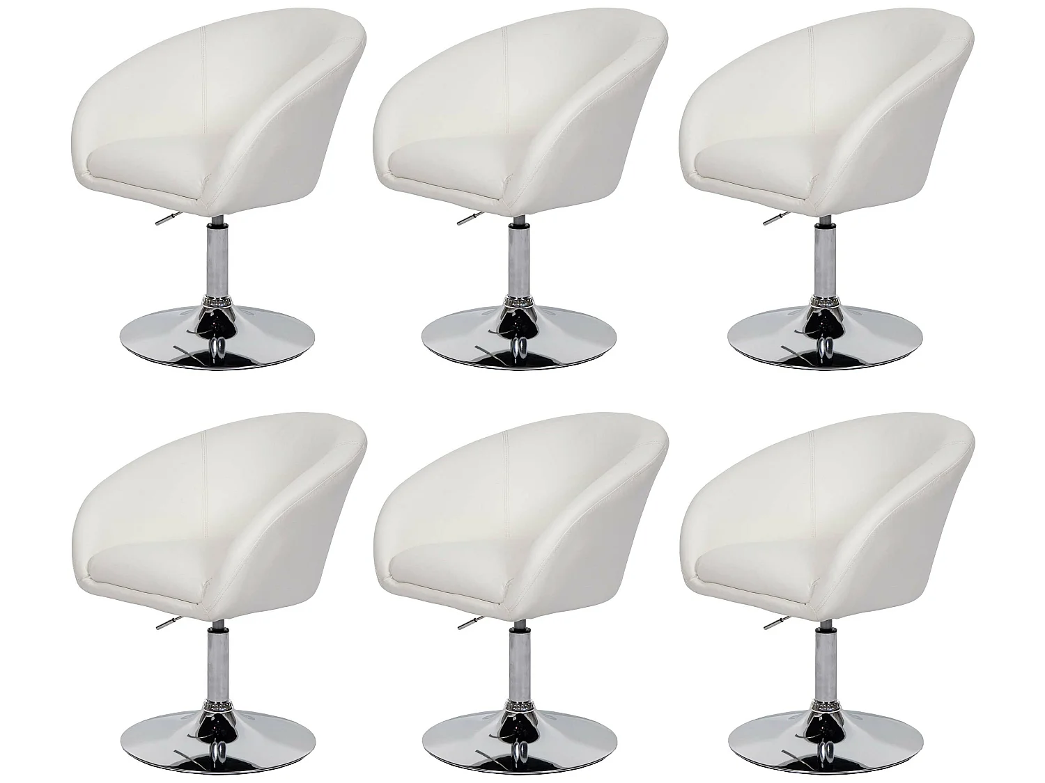 Chaise de salle à manger MCW-F19 (lot de 6),  similicuir blanc