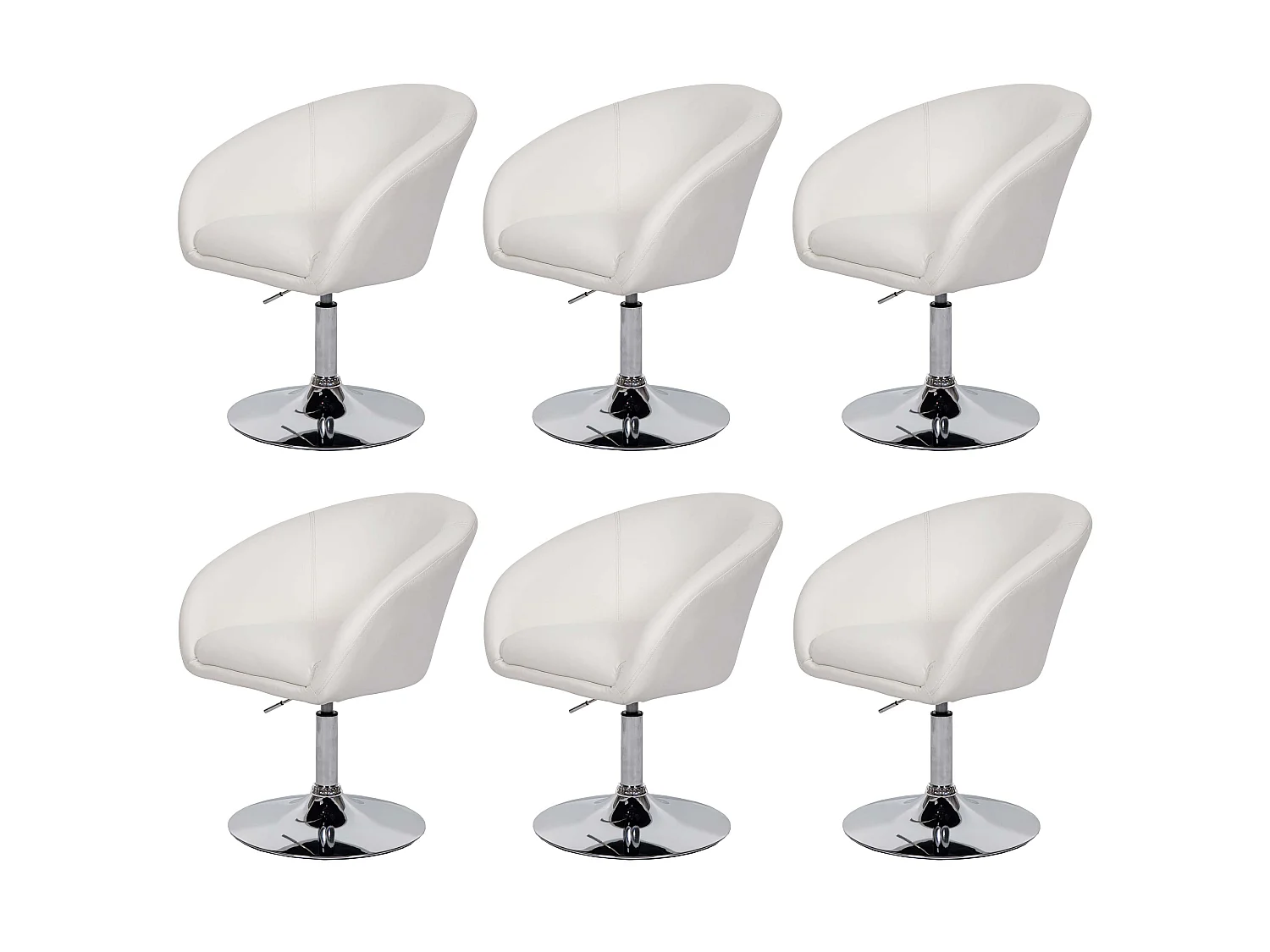 Dining chair MCW-F19 (set of 6),  white faux leather
