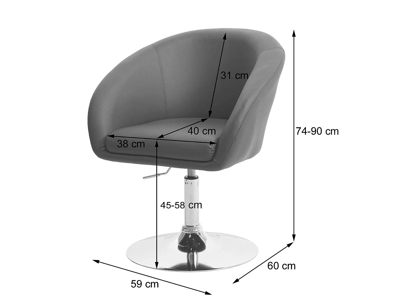 Dining chair MCW-F19 (set of 6),  white faux leather