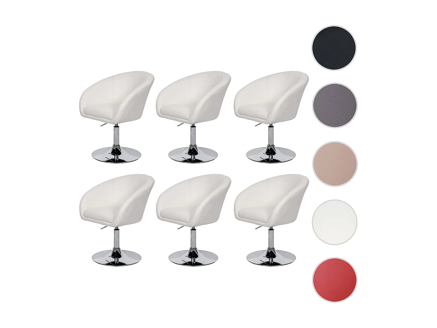 Dining chair MCW-F19 (set of 6),  white faux leather