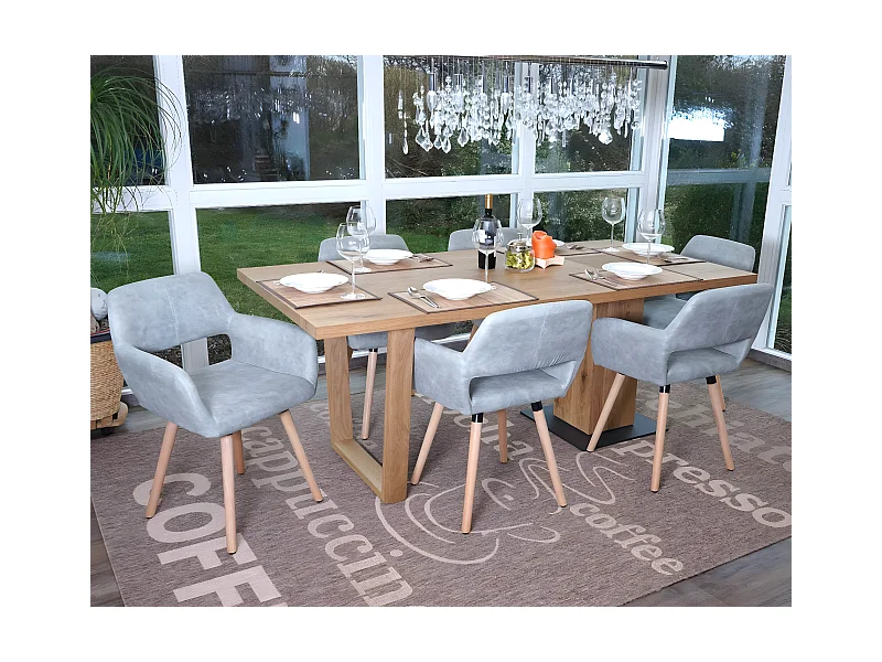 Krzesło do jadalni MCW-A50 II (zestaw 6 sztuk),  tkanina, beton vintage szary, jasne nogi