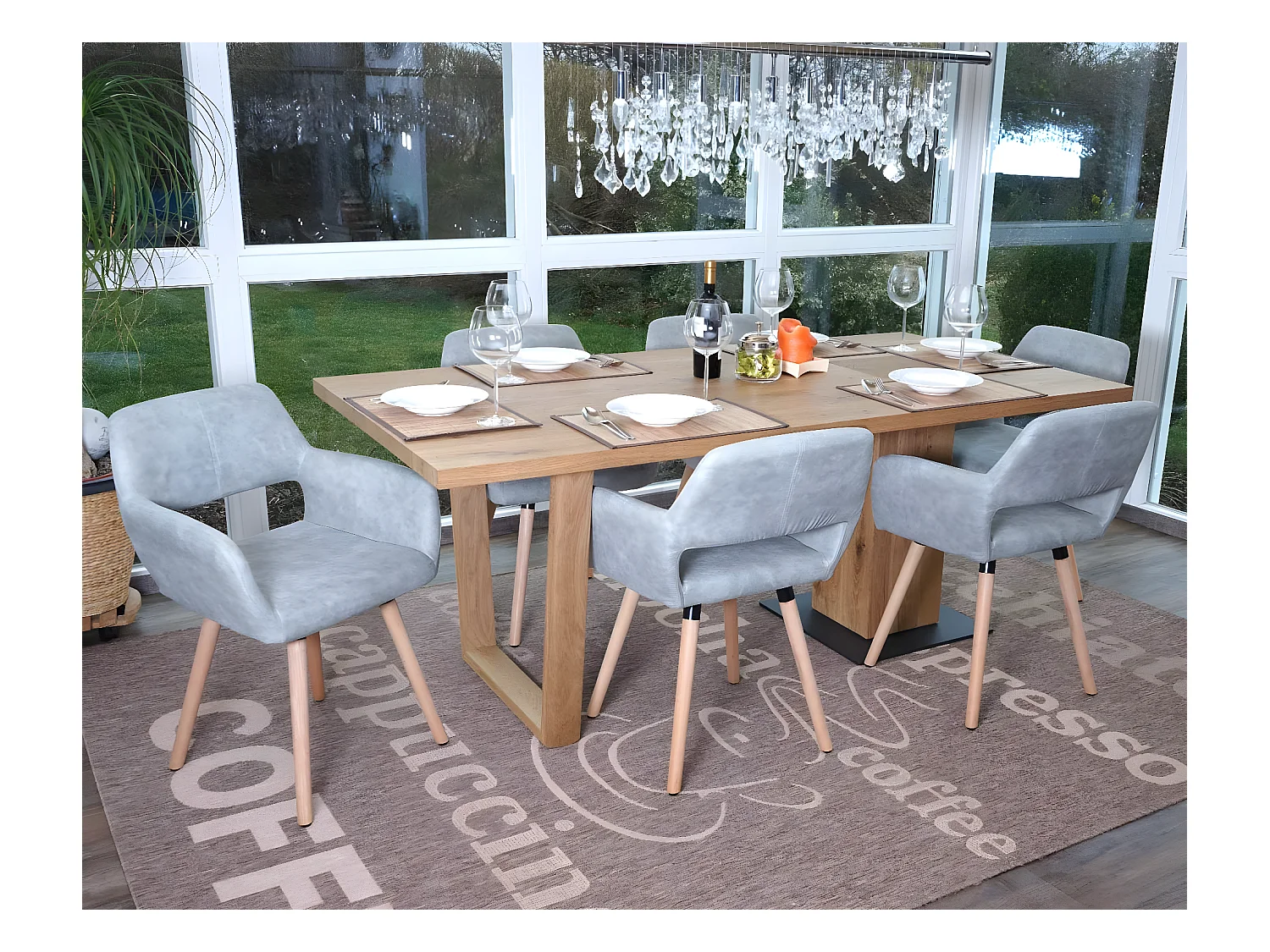 Chaise de salle à manger MCW-A50 II (lot de 6),  tissu, gris béton