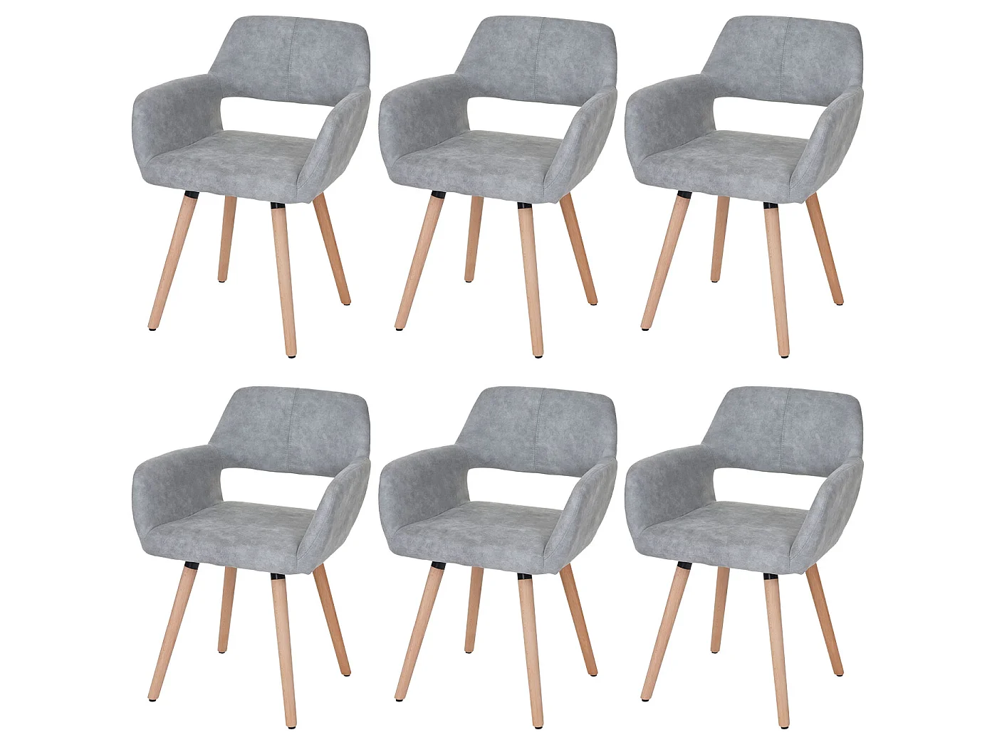 Chaise de salle à manger MCW-A50 II (lot de 6),  tissu, gris béton