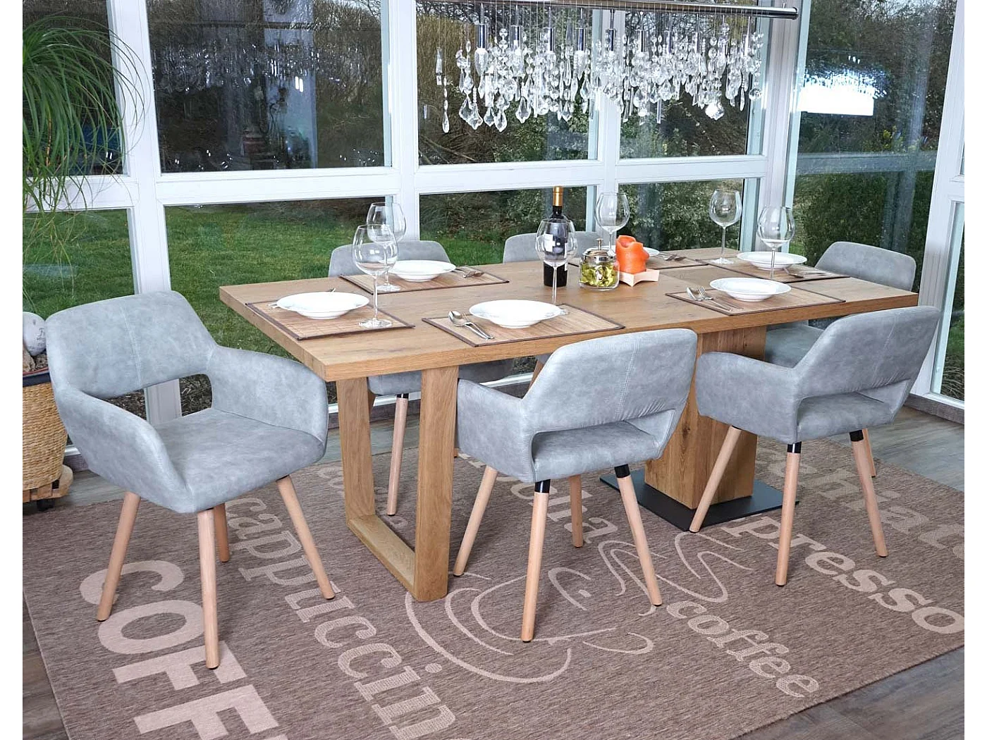 Chaise de salle à manger MCW-A50 II (lot de 6),  tissu, gris béton