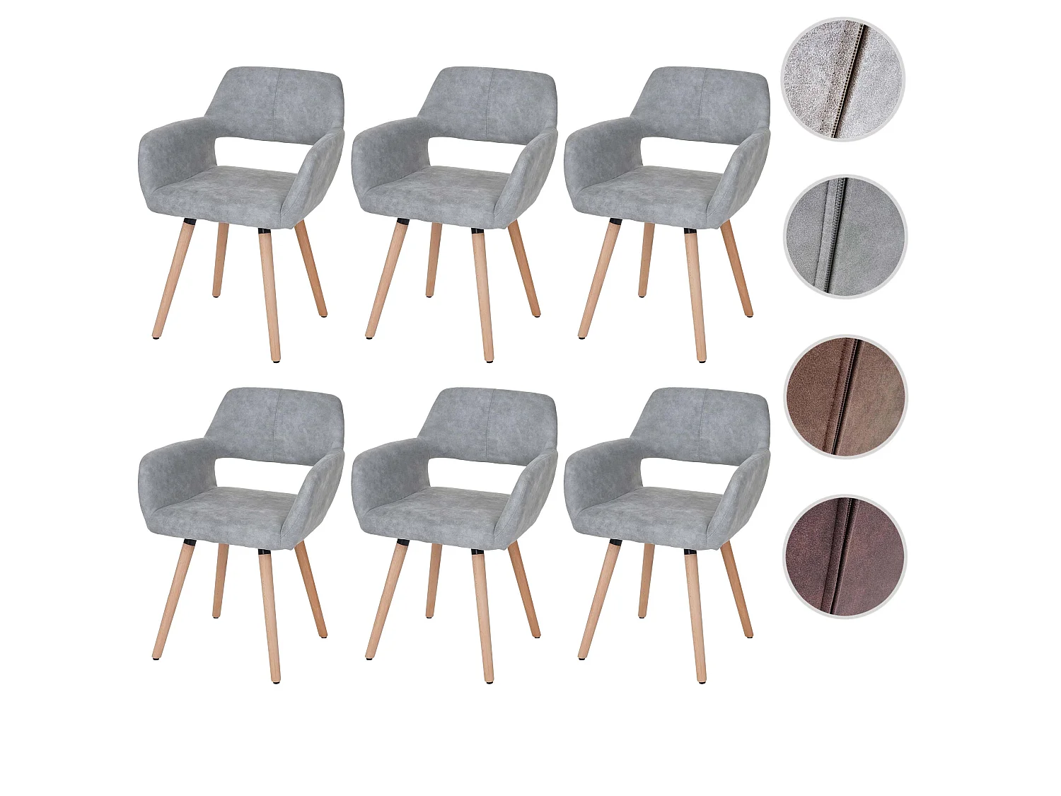 Chaise de salle à manger MCW-A50 II (lot de 6),  tissu, gris béton