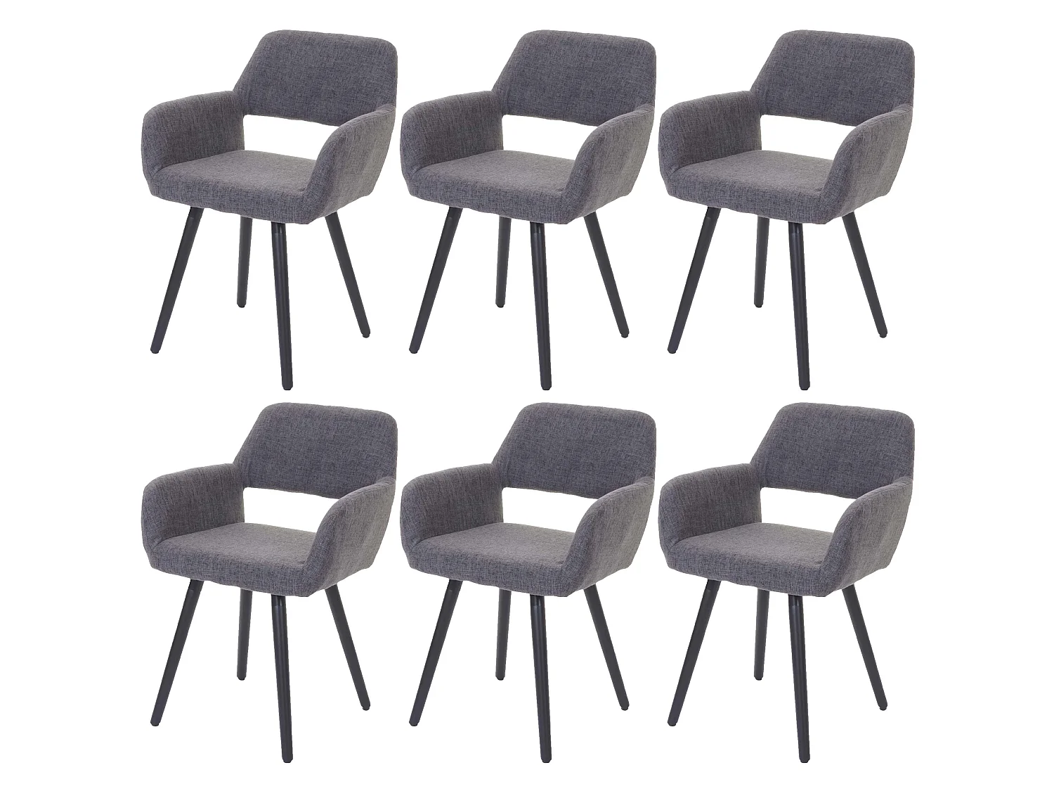 Krzesło do jadalni MCW-A50 II (zestaw 6 sztuk),  tkanina, szary, ciemne nogi