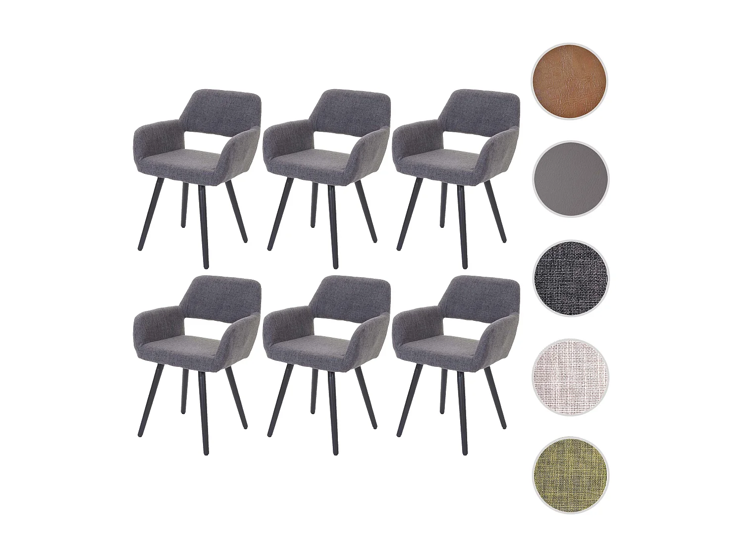 Krzesło do jadalni MCW-A50 II (zestaw 6 sztuk),  tkanina, szary, ciemne nogi