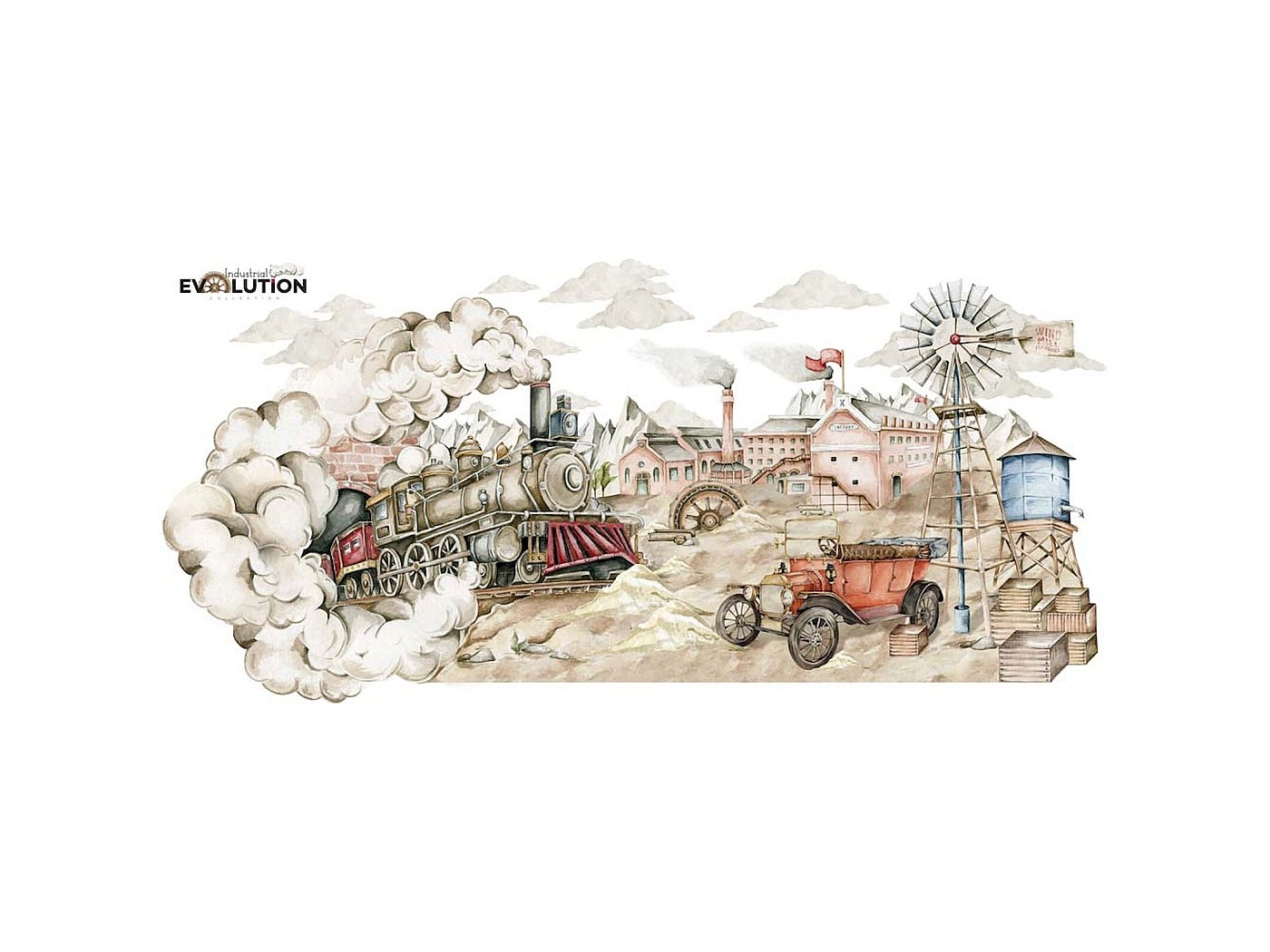 Sticker mural Vintage factory évolution industrielle