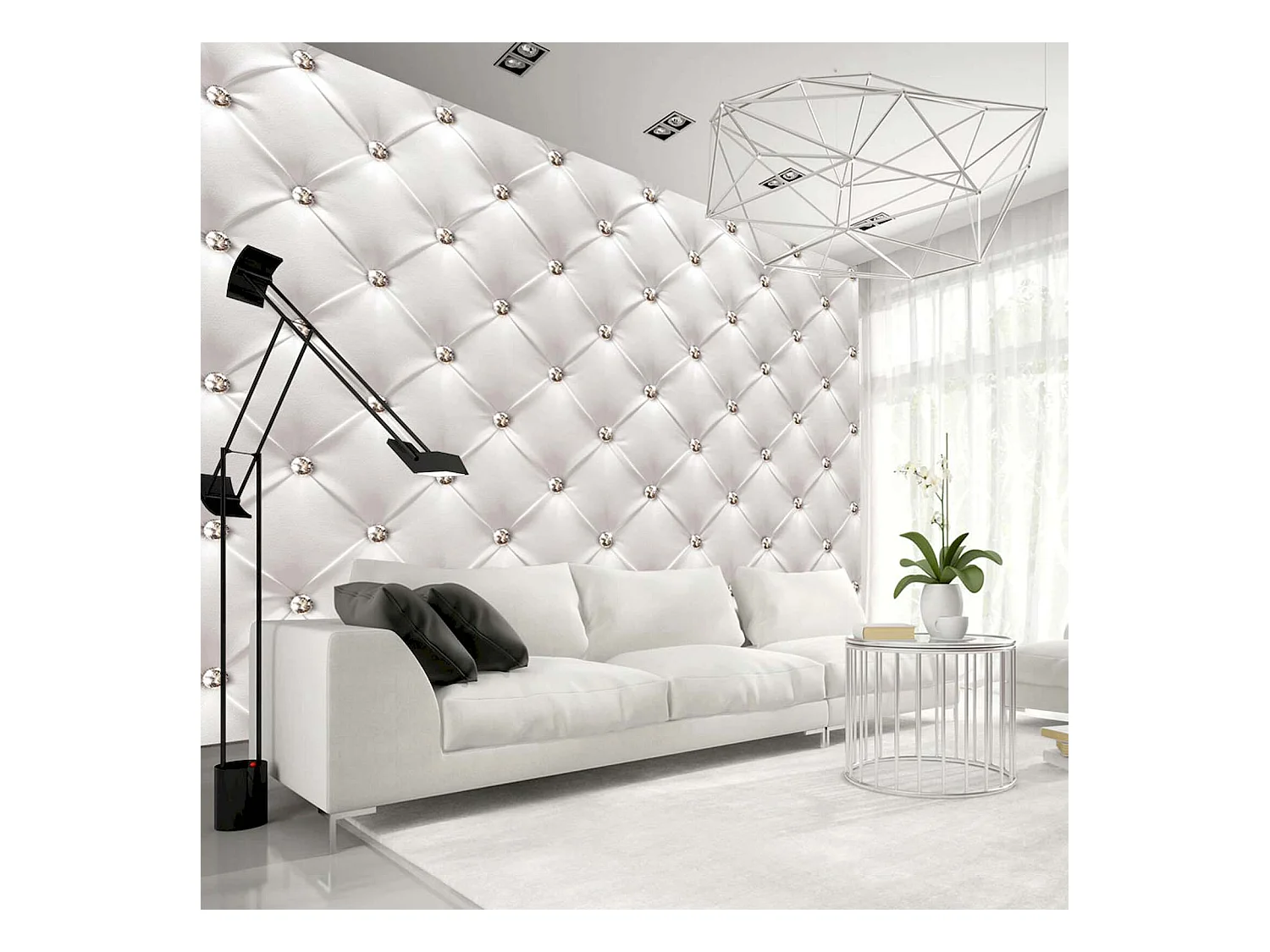 Papier peint adhésif Élégance blanche - 245 x 175 cm