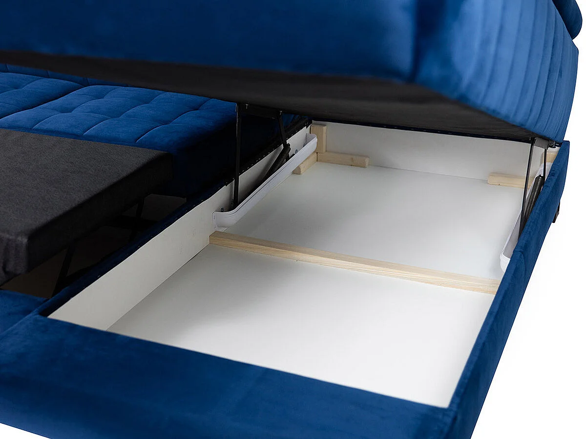 Sofá rinconero Comfivo 232, Azul, Función de descanso, Almacenaje, 271x203x71cm