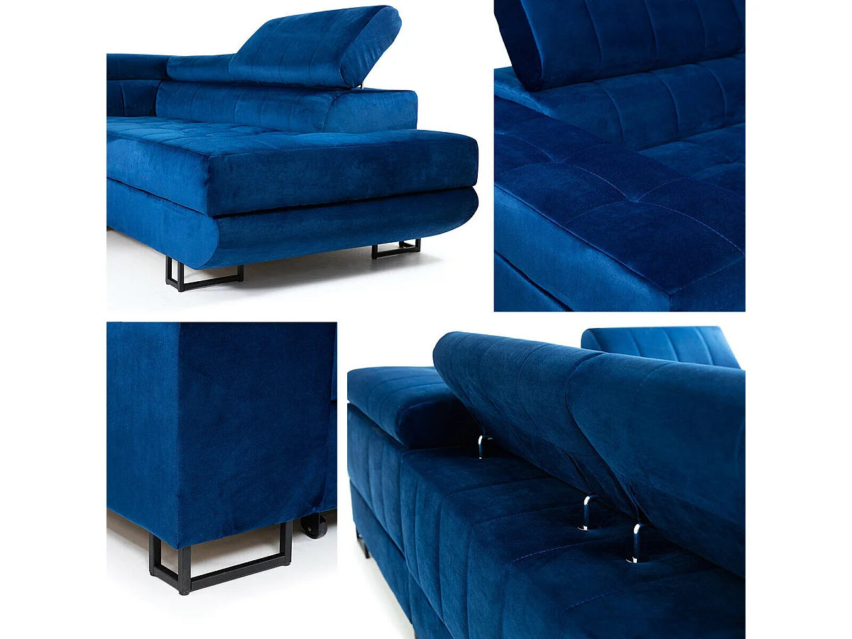 Sofá rinconero Comfivo 232, Azul, Función de descanso, Almacenaje, 271x203x71cm