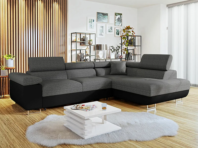 Sofá rinconero Comfivo Eliferu 100, Gris, Función de descanso, Almacenaje, 274x203x70cm