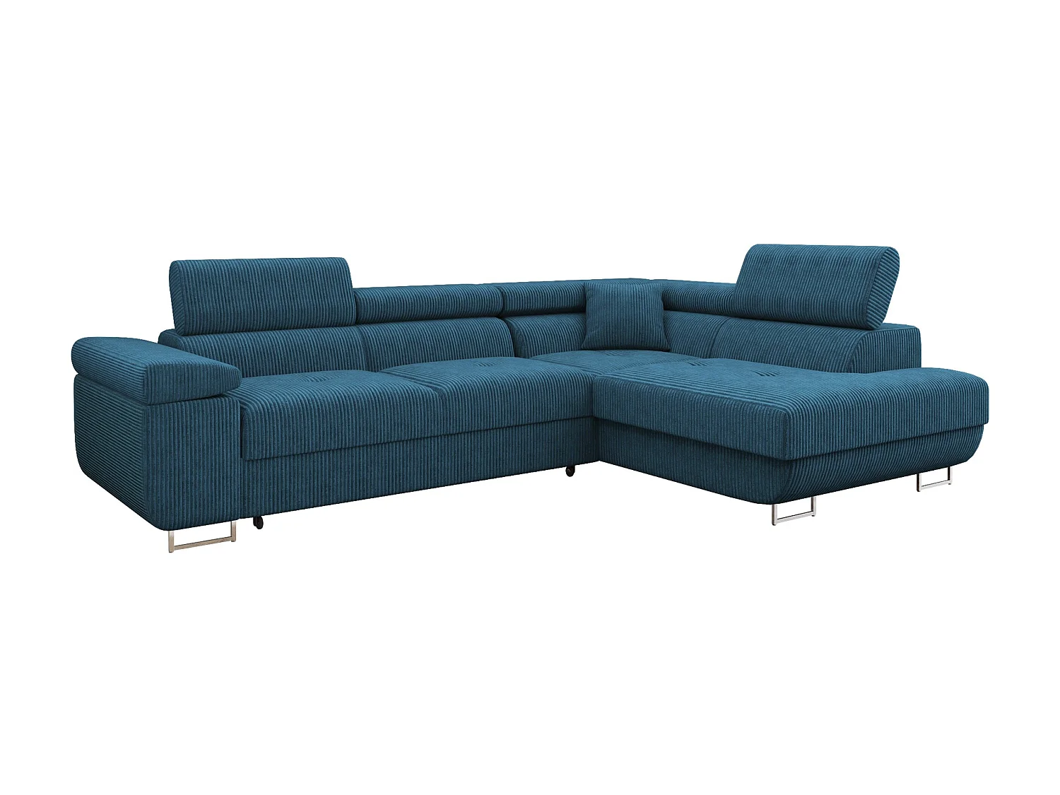 Canapé d'angle convertible 3 places en tissu bleu 274x203x70 cm