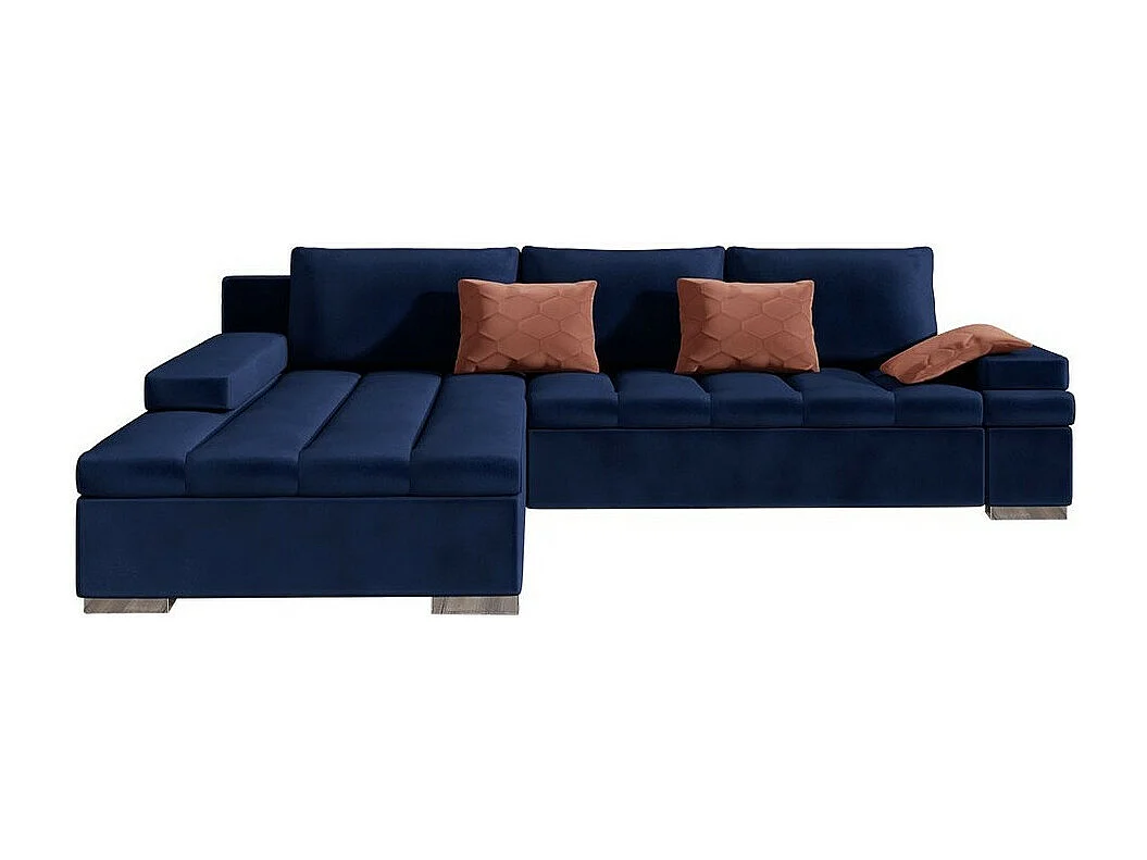 Sofá rinconero Comfivo 113, Azul, Función de descanso, Almacenaje, 310x175x83cm