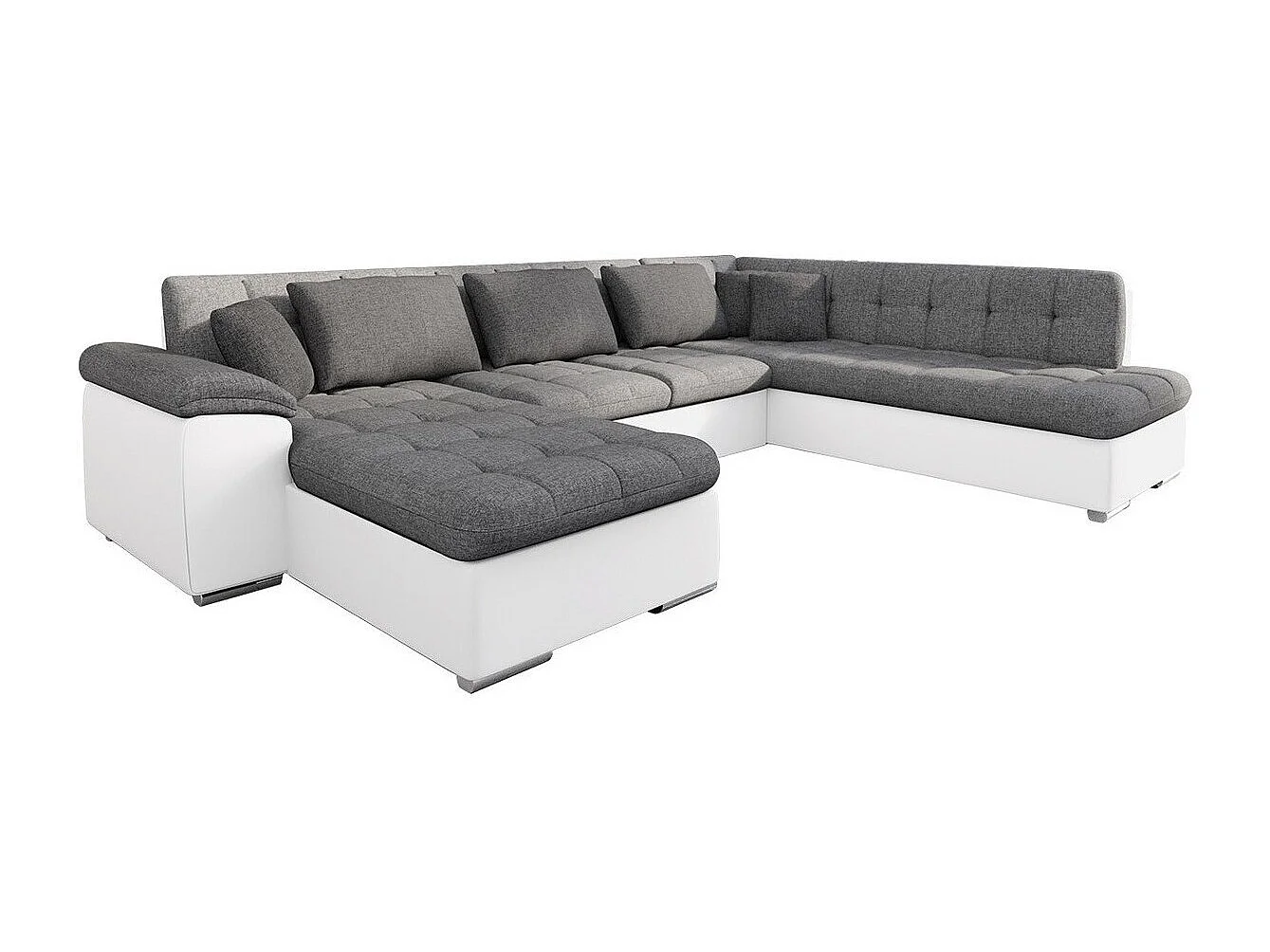 Sofá rinconero Comfivo 141, Gris, Función de descanso, Almacenaje, 348x205x76cm