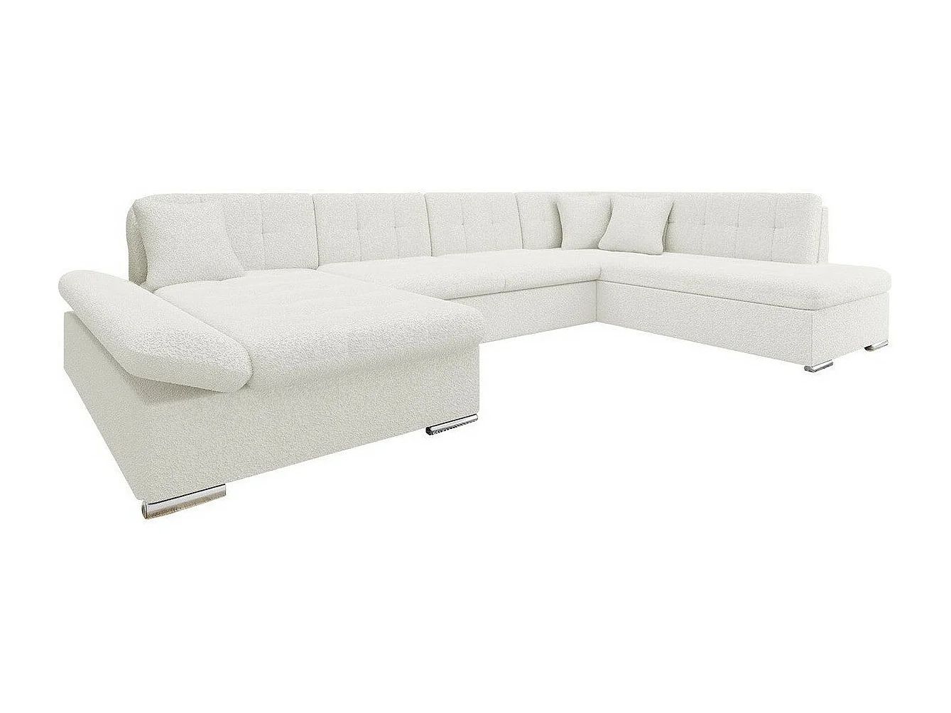 Sofá rinconero Comfivo 173, Blanco, Función de descanso, Almacenaje, 345x205x76cm