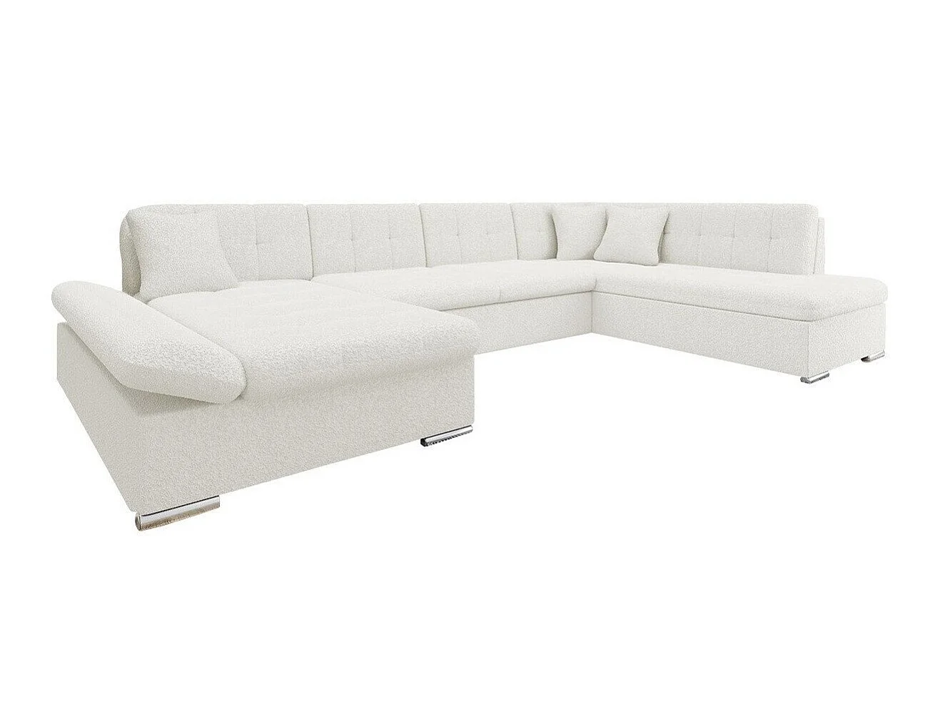 Canapé d'angle convertible 3 places en tissu blanc 345x205x76 cm