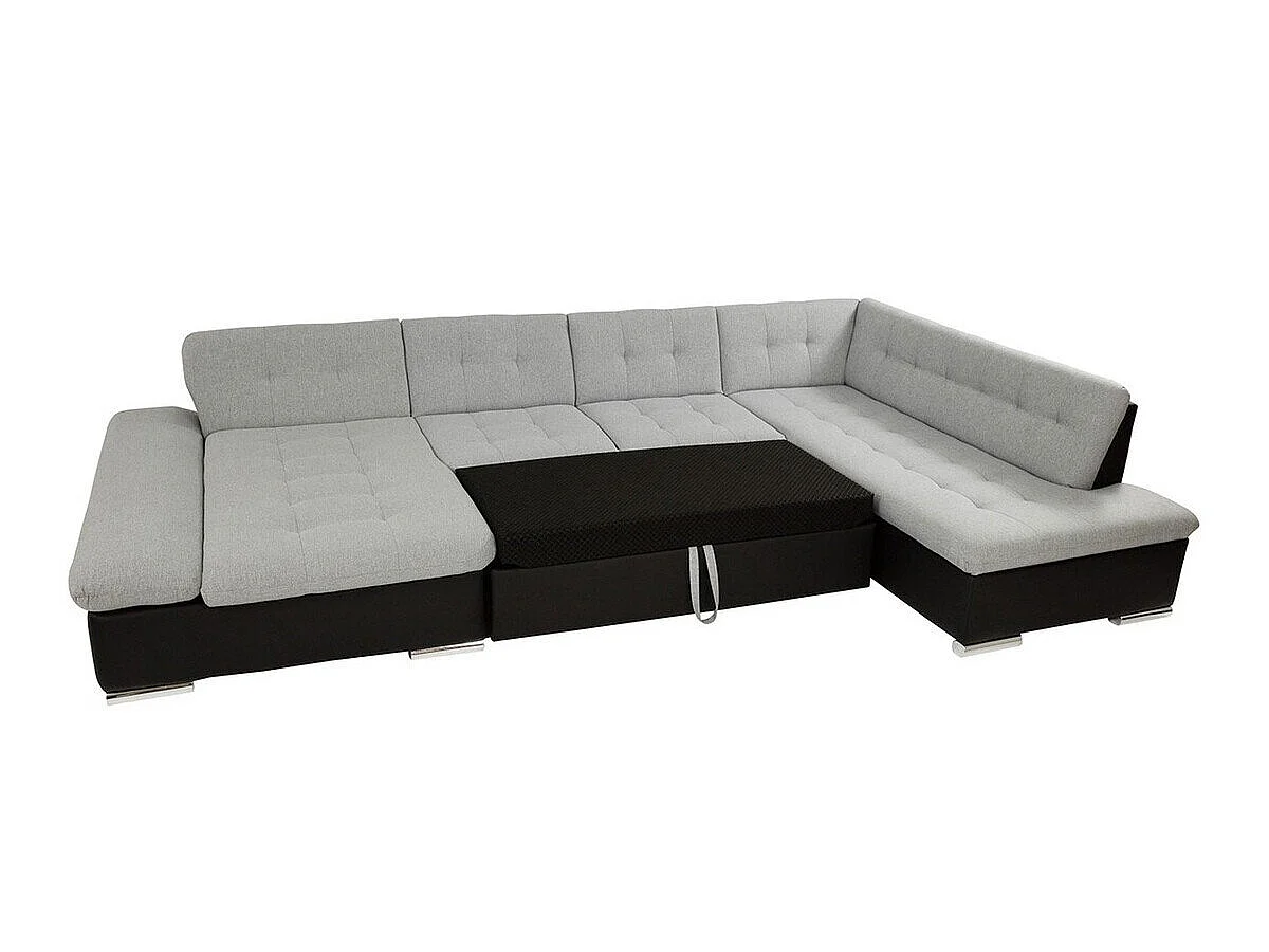 Canapé d'angle convertible 3 places en tissu blanc 345x205x76 cm