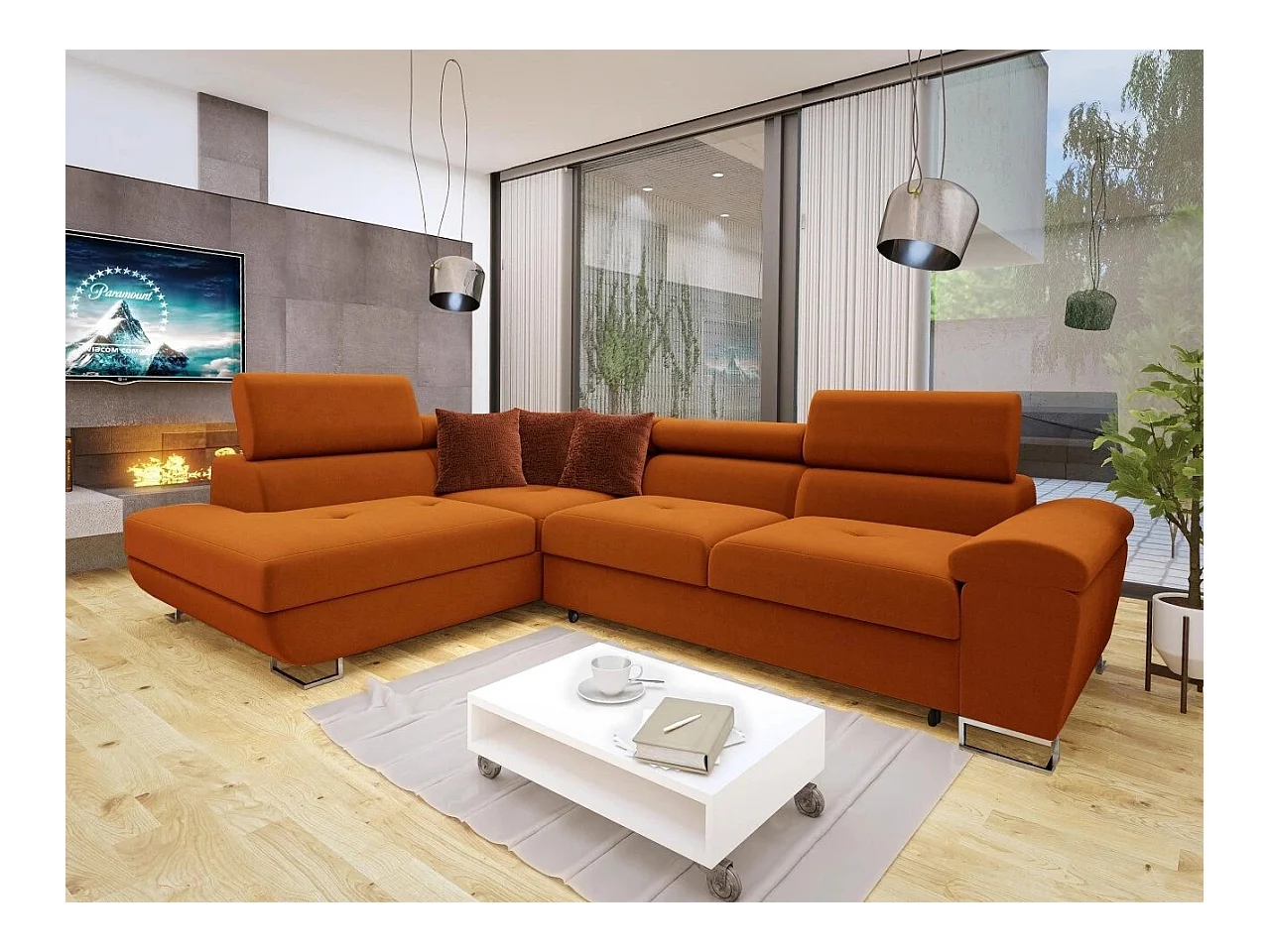 Divano angolare Comfivo 290, Rosso, Con, 270x202x71cm