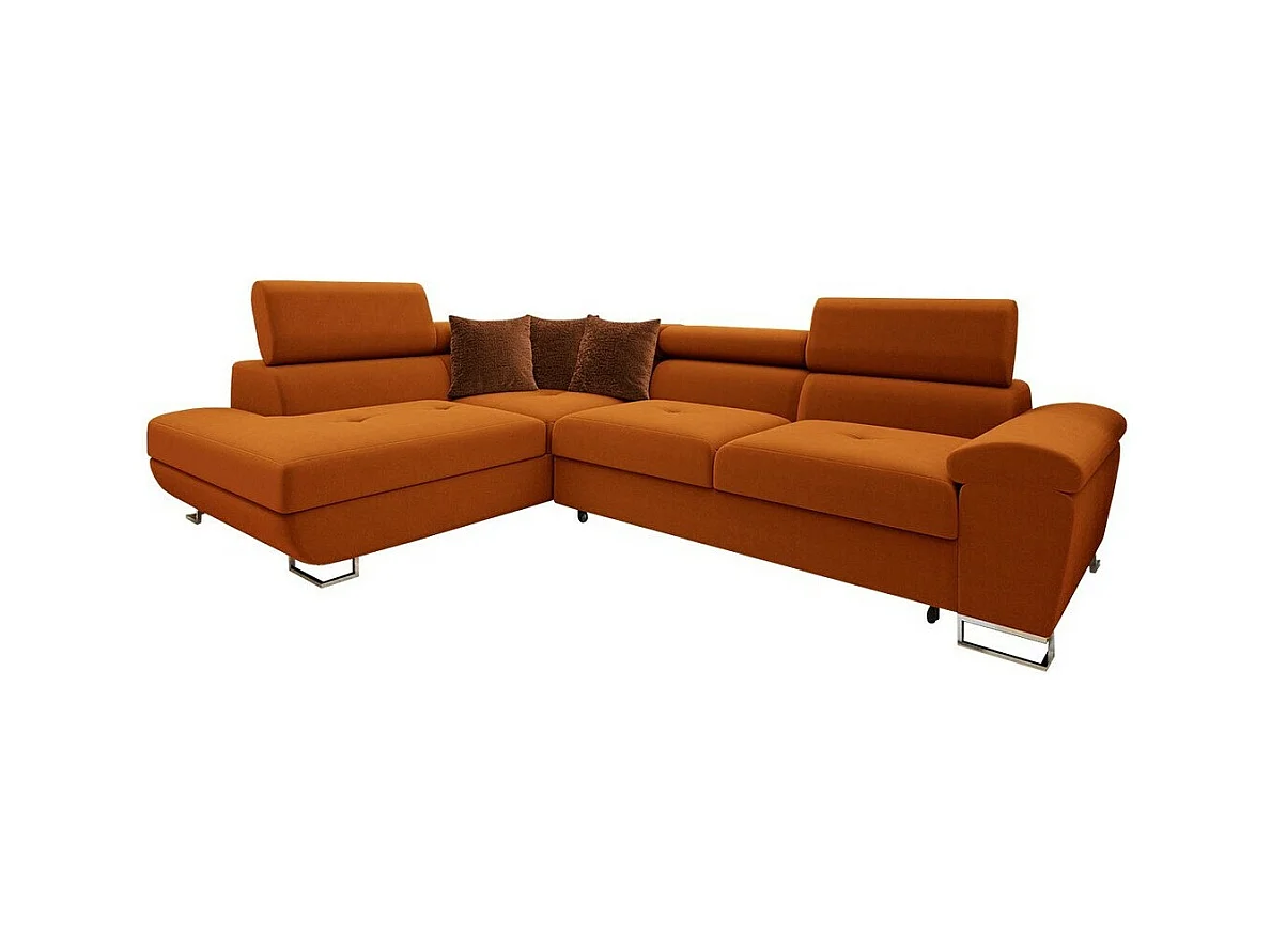 Canapé d'angle Comfivo 290, Rouge, Fonction de couchage, Boîte de literie, 270x202x71cm
