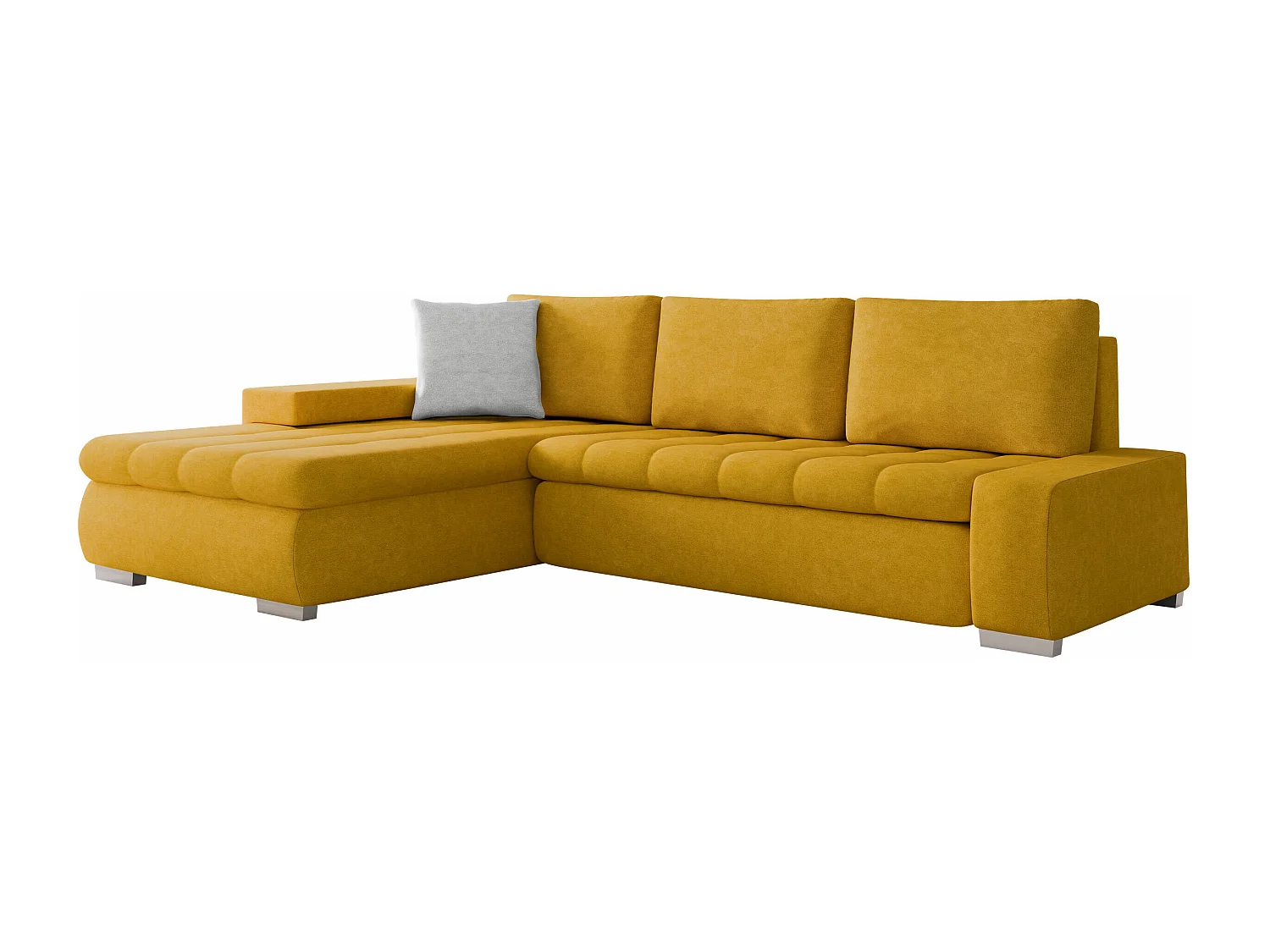 Sofá rinconero Comfivo 112, Amarillo, Función de descanso, Almacenaje, 265x185x85cm