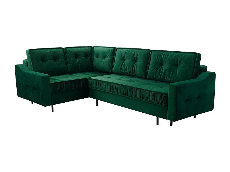 Sofá de canto Kingsport 115, Verde, Funcionalidade de dormir