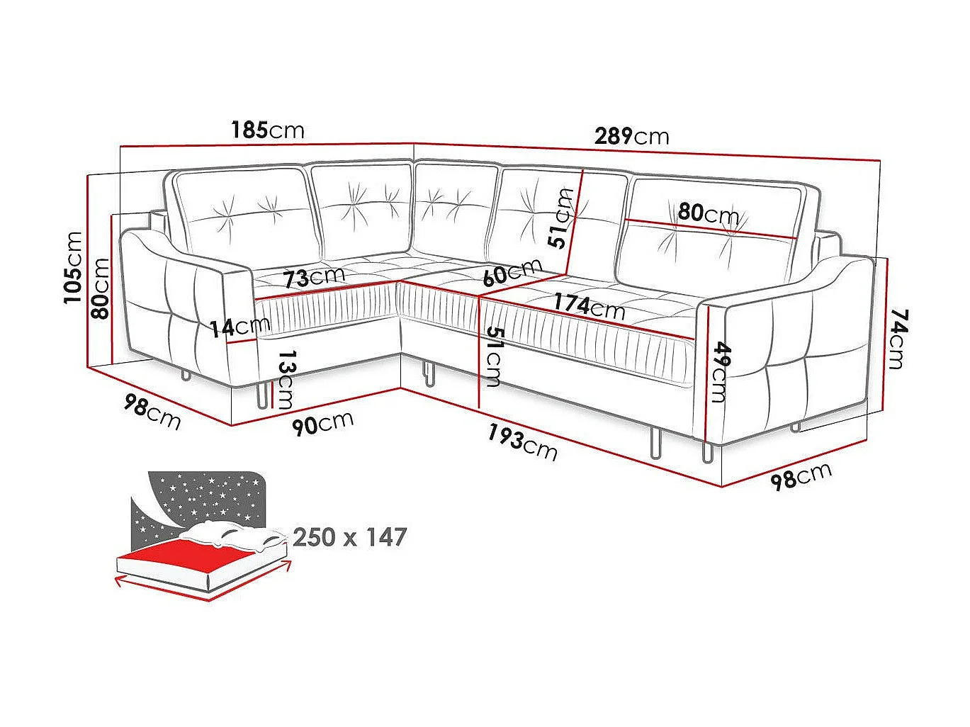 Canapé d'angle Kingsport 115, Vert, Fonction de couchage, Boîte de literie, 289x185x105cm