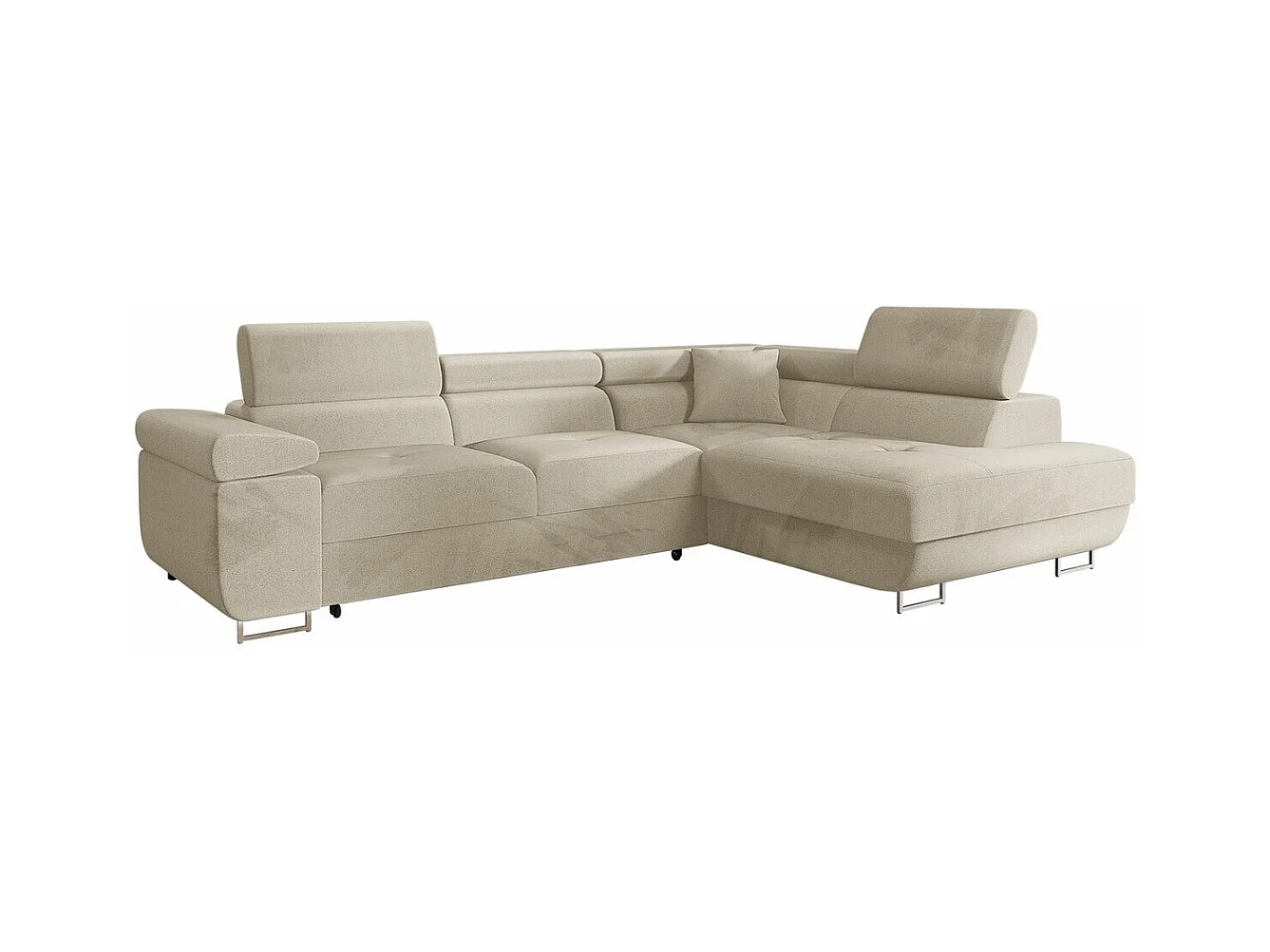 Canapé d'angle Comfivo Eliferu 100, Brun clair, Fonction de couchage, Boîte de literie,