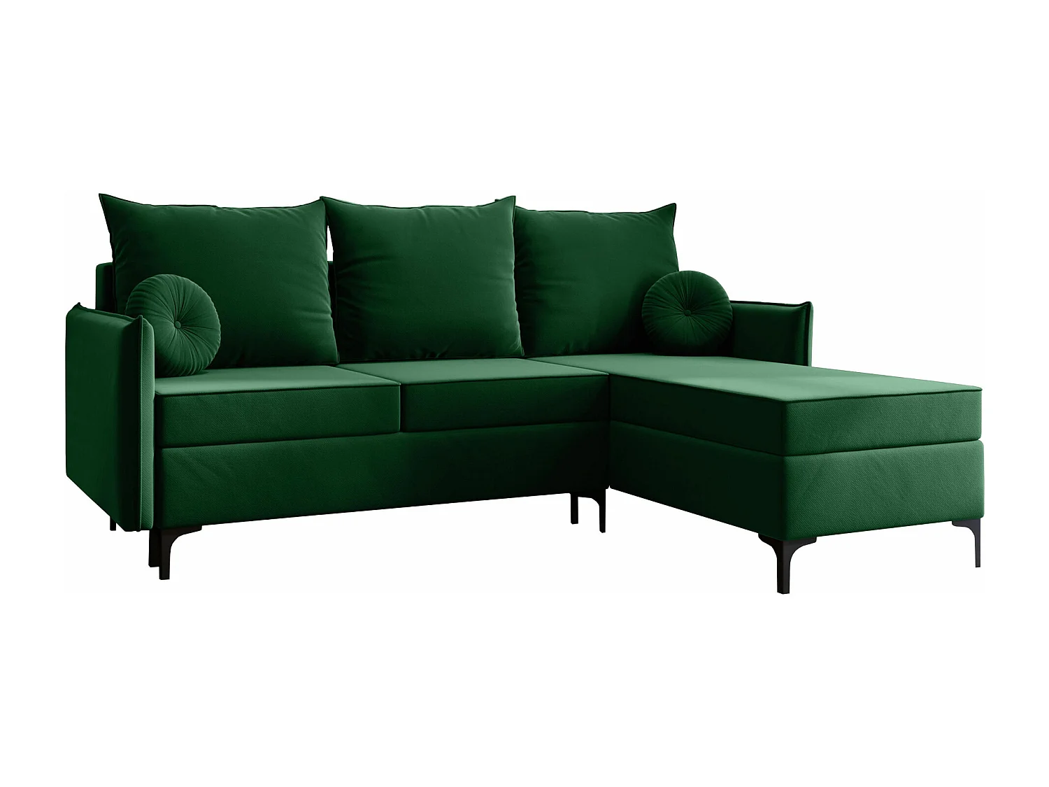 Canapé d'angle Clovis 112, Vert, Fonction de couchage, Boîte de literie, 213x168x101cm