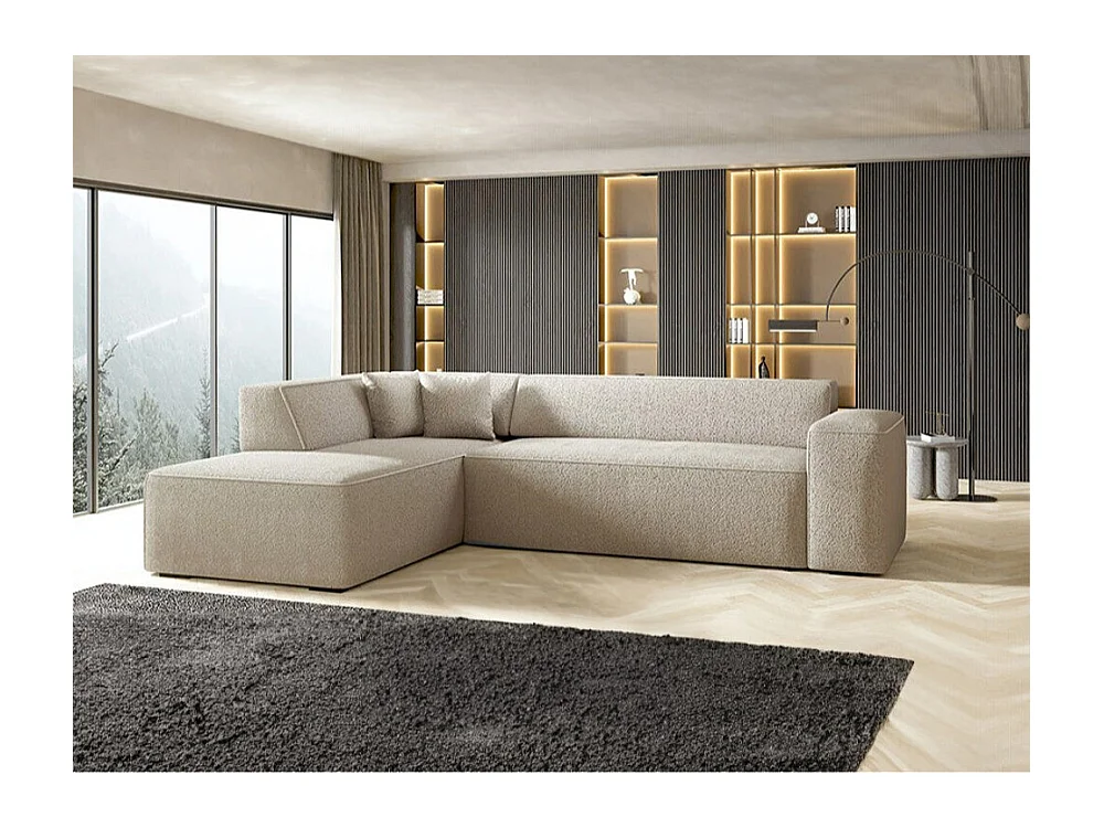 Sofá rinconero Comfivo 289, De color marrón claro, 267x205x73cm