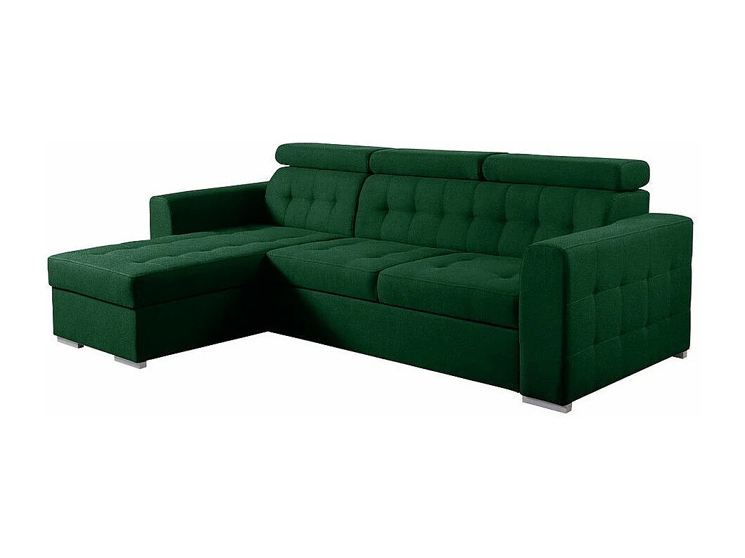 Sofá rinconero Temple 123, Verde, Función de descanso, Almacenaje, 265x175x87cm