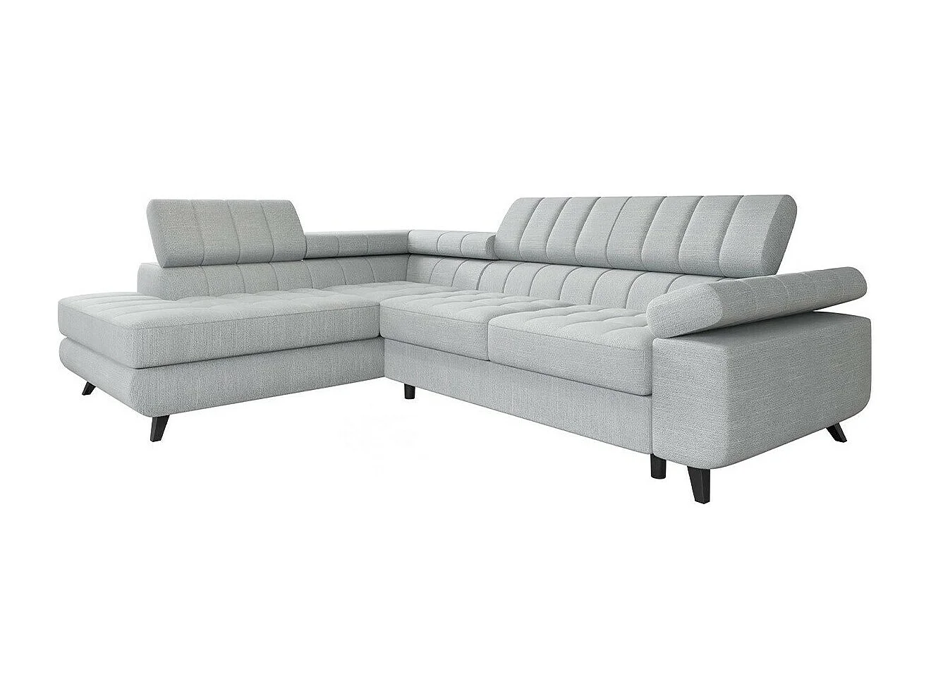 Canapé d'angle Comfivo 207, Gris, Fonction de couchage, Boîte de literie, 264x203x73cm