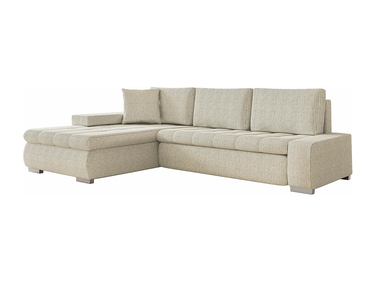 Sofá rinconero Comfivo 112, De color marrón claro, Función de descanso, Almacenaje, 265cm