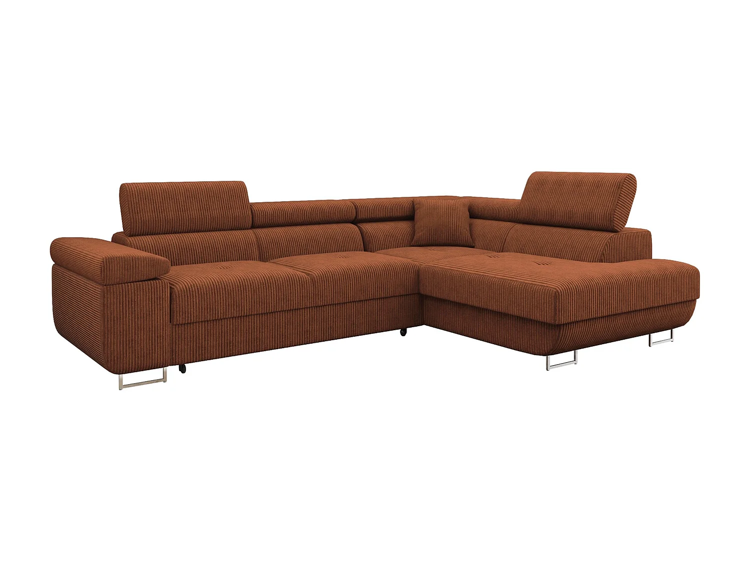 Canapé d'angle convertible 3 places en tissu marron 274x203x70 cm