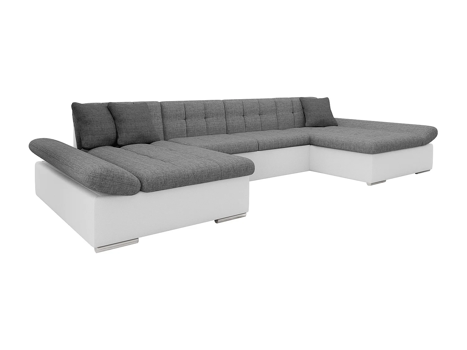 Sofá rinconero Comfivo 168, Gris, Función de descanso, Almacenaje, 360x160x75cm