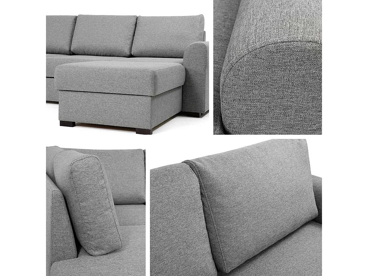 Sofá rinconero Comfivo 262, De color marrón claro, Función de descanso, Almacenaje, 370cm