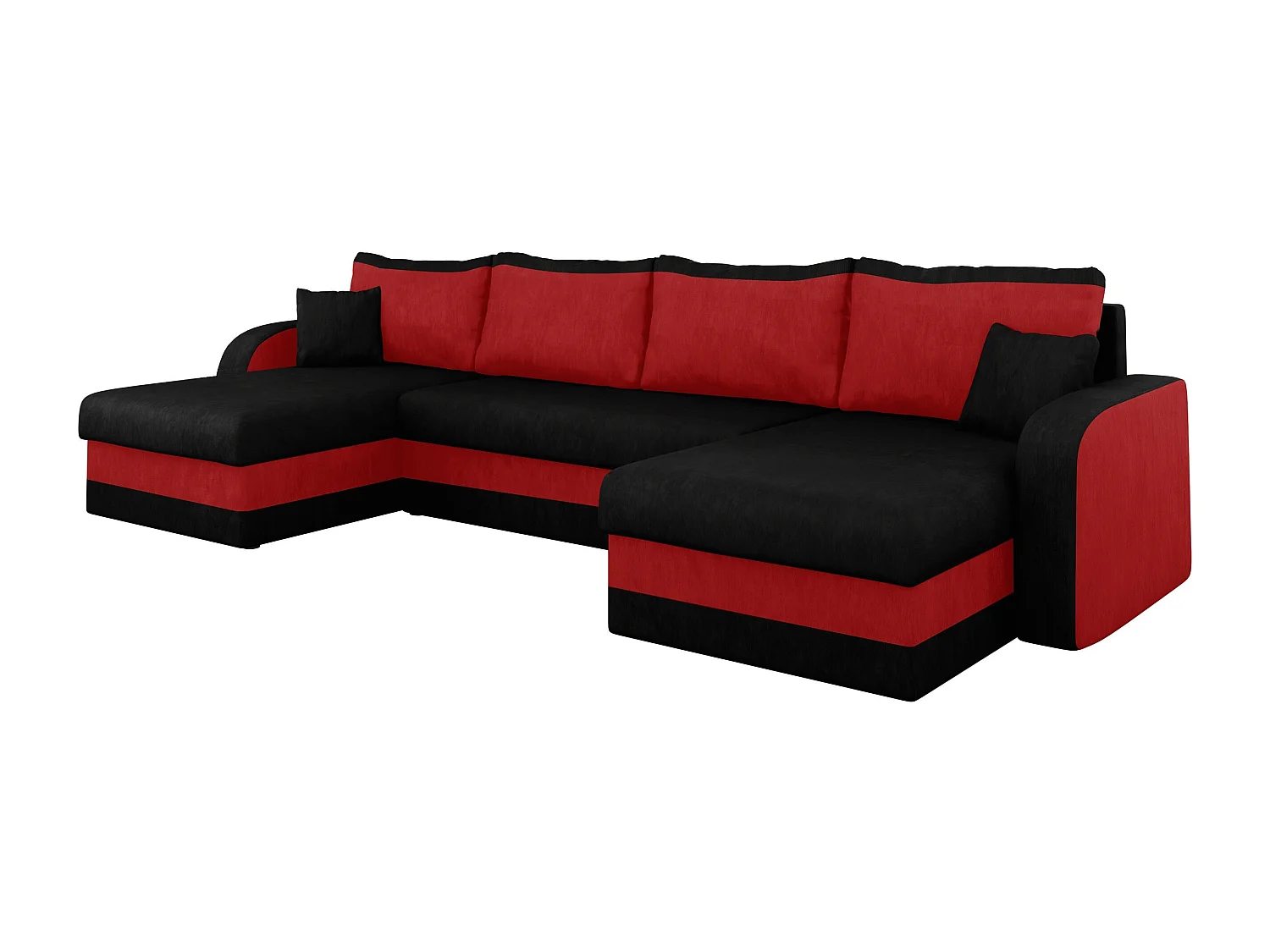 Canapé d'angle Comfivo 233, Rouge, Fonction de couchage, Boîte de literie, 304x140x80cm