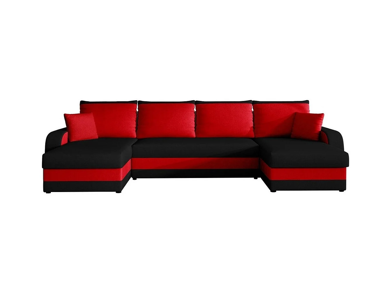 Sofá rinconero Comfivo 233, Rojo, Función de descanso, Almacenaje, 304x140x80cm