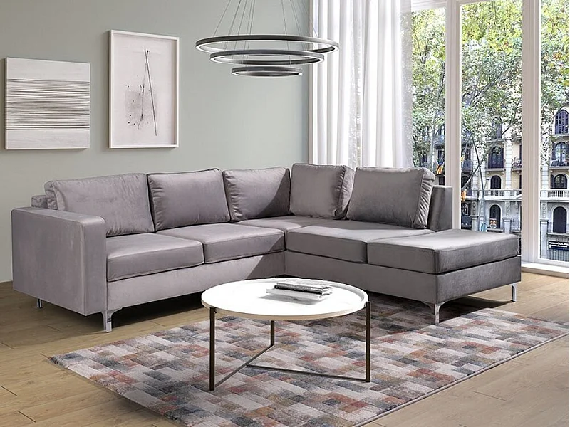 Divano angolare Providence 139, Grigio, Senza, 236x212x81cm