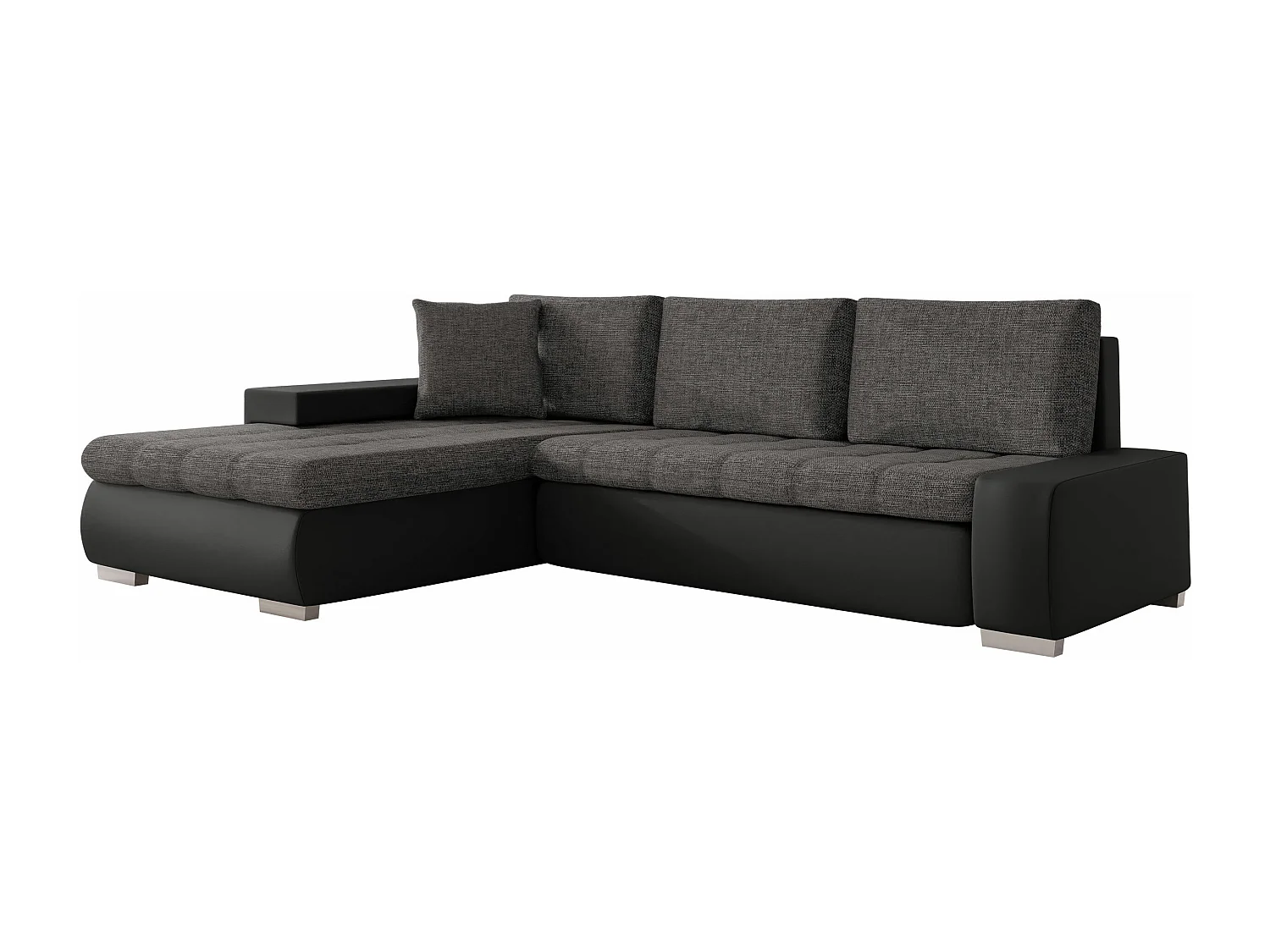 Sofá rinconero Comfivo Nitor I, Negro, Función de descanso, Almacenaje, 265x185x85cm