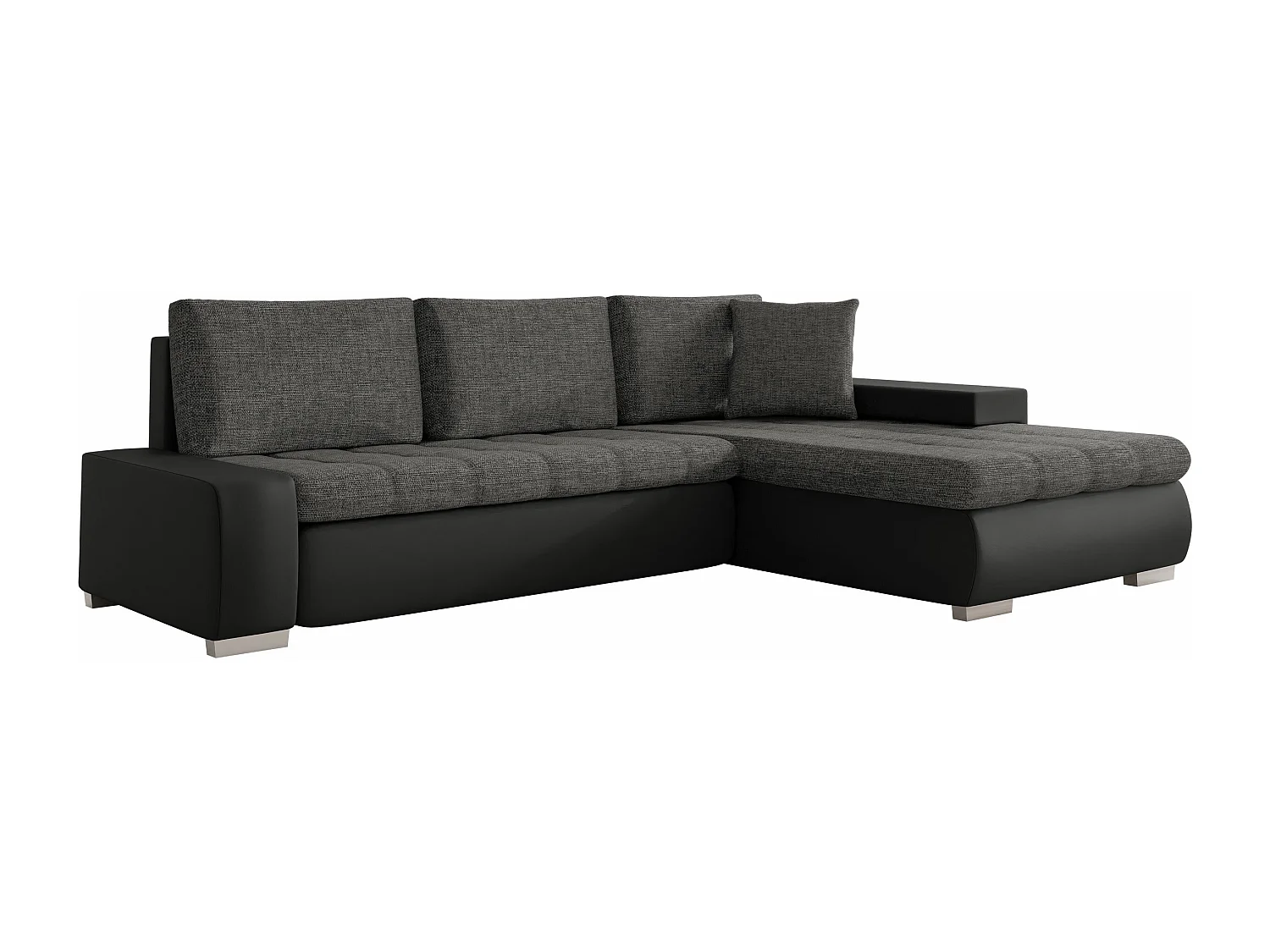 Sofá rinconero Comfivo Nitor I, Negro, Función de descanso, Almacenaje, 265x185x85cm