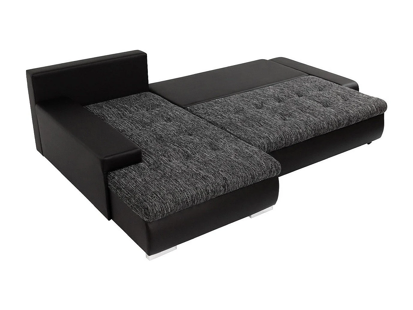 Sofá rinconero Comfivo Nitor I, Negro, Función de descanso, Almacenaje, 265x185x85cm