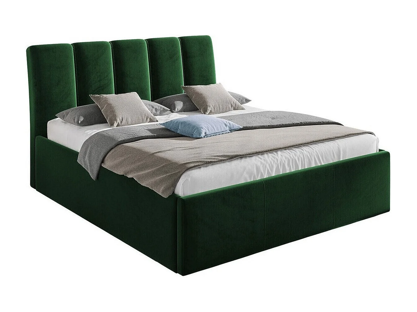 Lit ComfiDream Lumora, Double, Vert, 180x200, Tissu, Disponible, 192x219x118cm