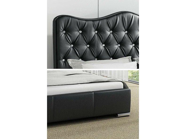 Letto Baltimore 141, Doppio, Rosso, Arazzo, Con, 200x218x100cm