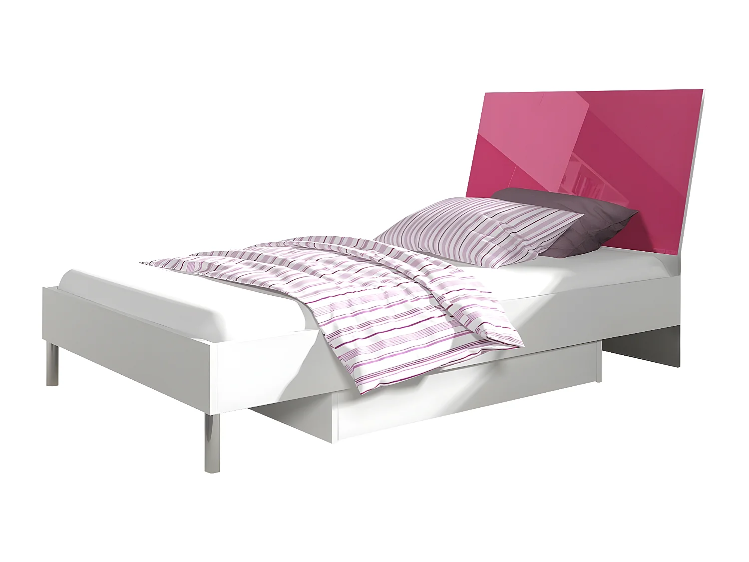 Cama Salmere 102, Solteiro, Rosé, Placa de aglomerado laminado