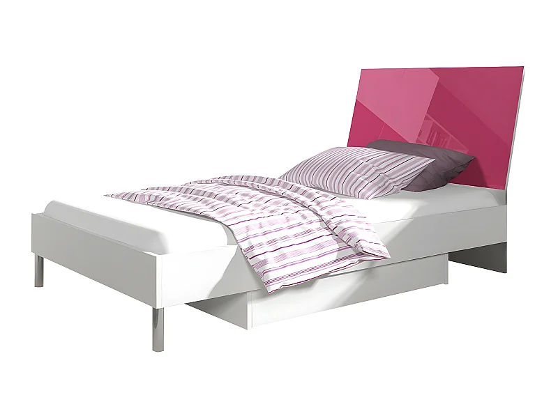 Cama Salmere 102, Individuales, Rosa, 90x200, MDF|Aglomerado laminado, 94x220x91cm